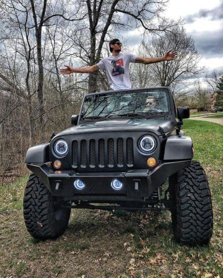 Milica Krstic husband, Boban enjoying a day out in his Jeep Wrangler
