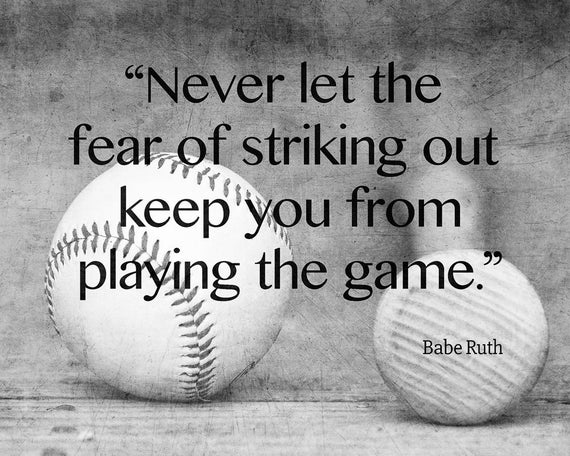 Printify Baseball Quote - Babe Ruth - Don't Let The Fear of Striking Out Keep You from Playing The Game - Unisex Heavy Cotton Tee Sport Grey / S