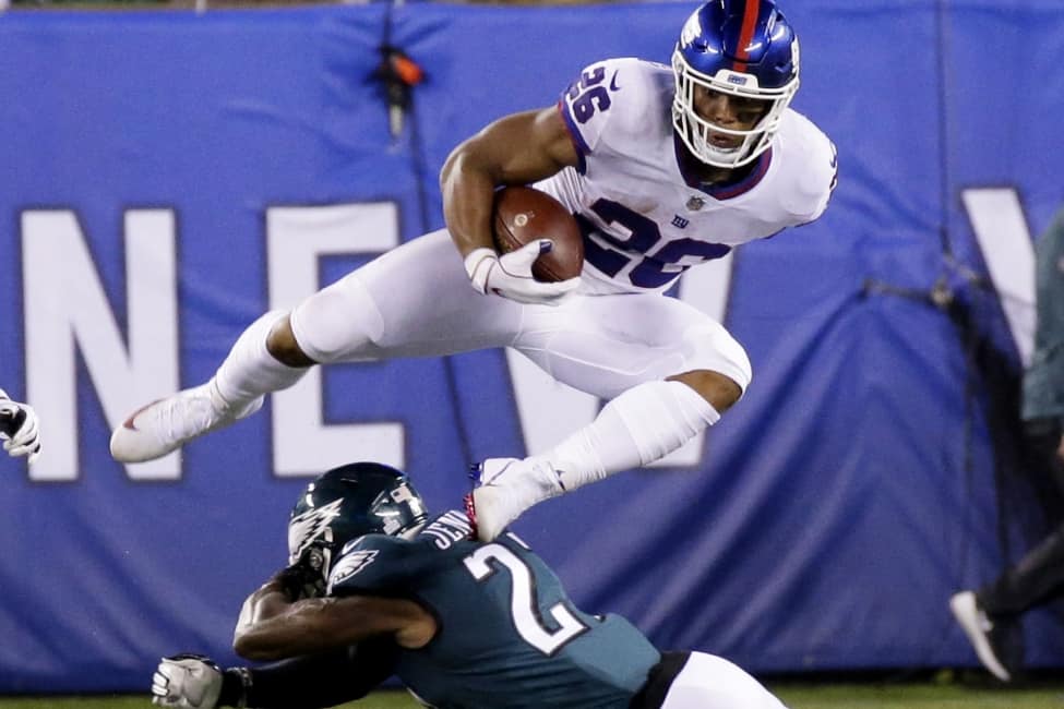 Saquon Barkley on field