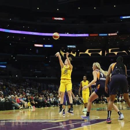 Marina Mabrey shooting basketball