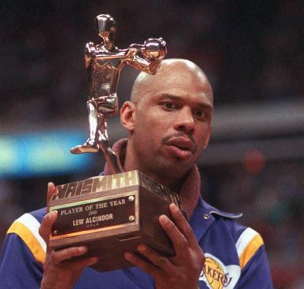 Kareem Abdul-Jabbar with his precious award