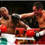 Oscar De La Hoya fighting with Floyd May Weather