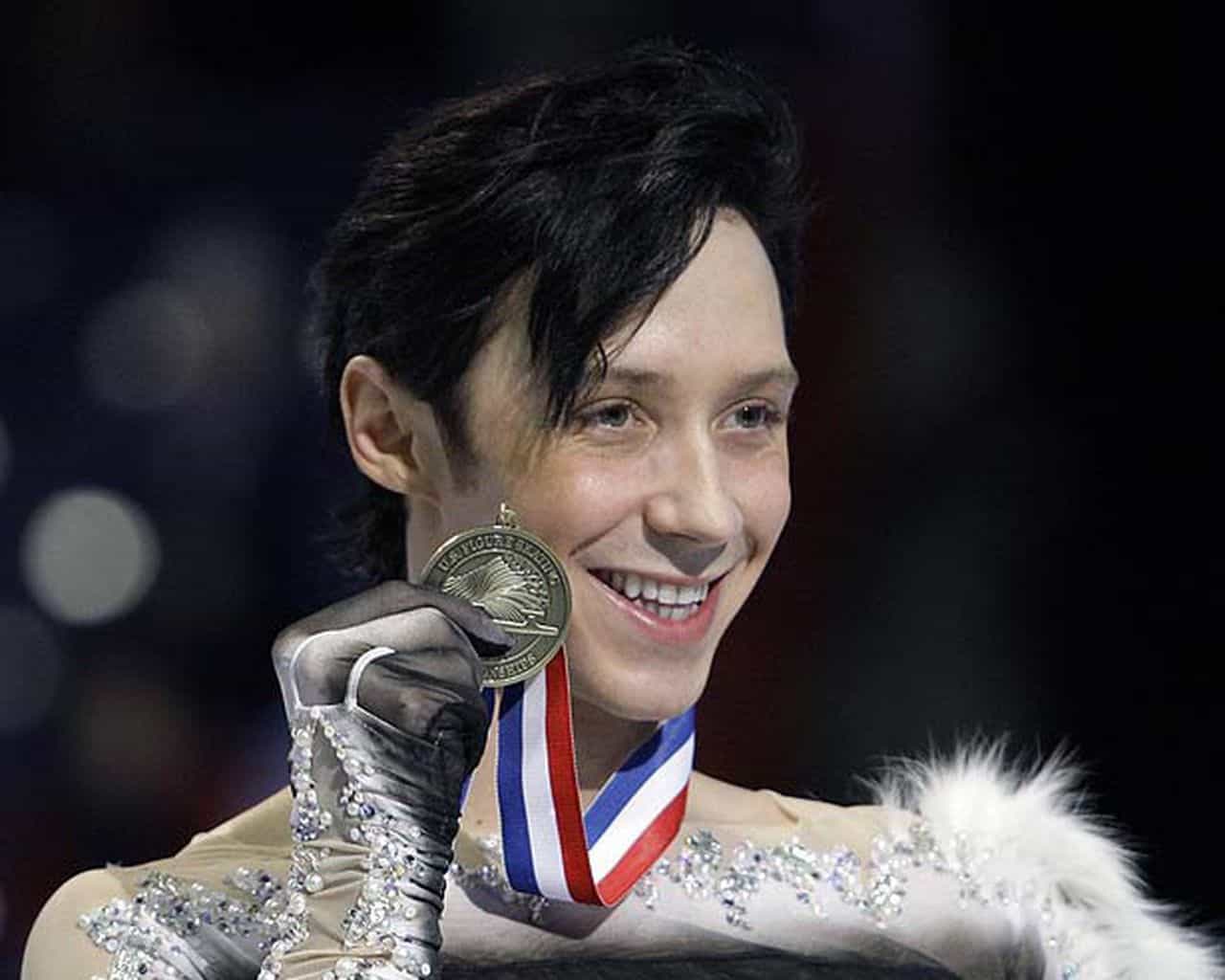 Johnny Weir with his precious achievement