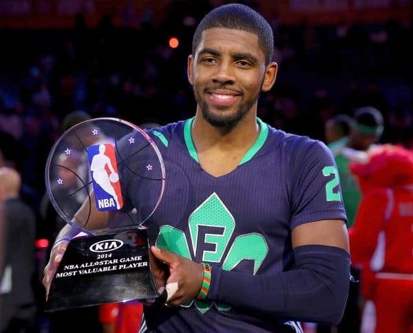 Kyrie Irving with his precious awards