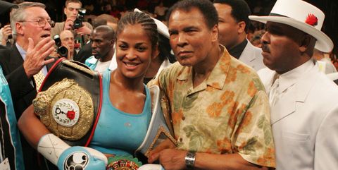 Laila Ali winning moment with her father