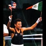 Oscar De La Hoya winning gold medal at olympics