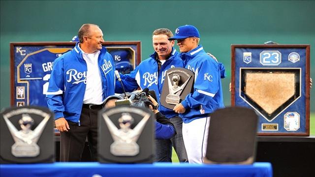 Zack Greinke with his precious award