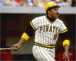 Willie Stargell watches the ball he hit for a home run