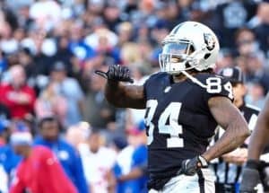 Cordarrelle Patterson celebrates with the Oakland Raiders.