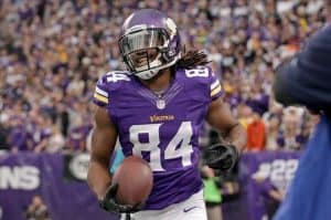 Cordarrelle Patterson holds the ball for Minnesota Vikings.