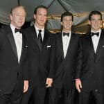Eli Manning (far right) with his father Archie Manning (far left), Cooper Manning (second left) and Peyton Manning