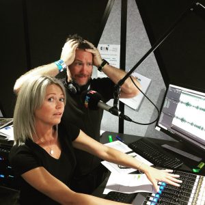 Jo Beth Taylor in a radio FM studio.