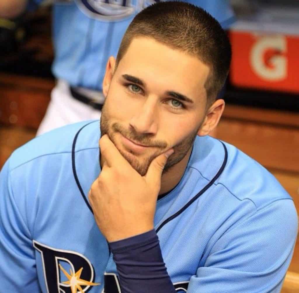 Kevin Kiermaier is showing off his crystal blue eyes and a captivating smil...