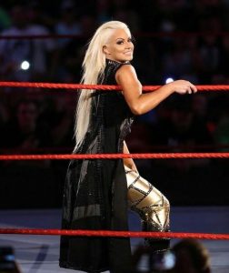 Maryse Ouellet showing her trademark hair flip.