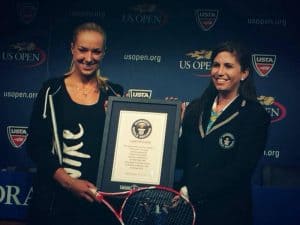 Sabine Lisicki earning her Guinness World record for the fastest serve.