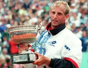 Thomas Muster with his 1995 French Open trophy.