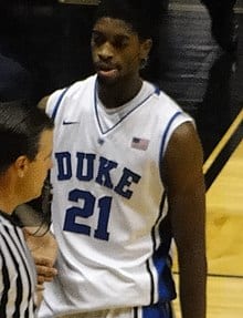 Amile Wearing Jersey Number 21 With The Duke Blue Devils