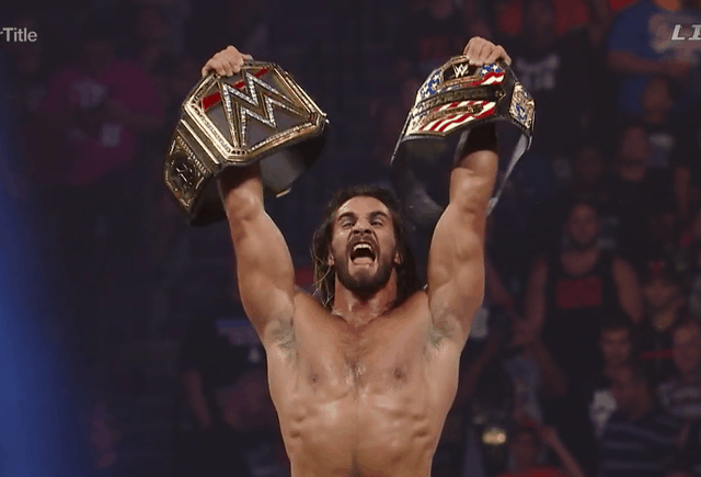 Seth Rollins winning two championships at the same time.