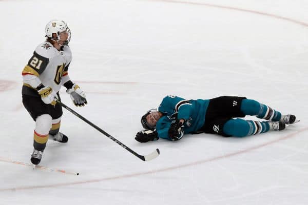 Cody Eakin cross-checked Joe Pavelski