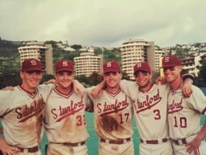 Hinch(17) with College Baseball team in Stanford