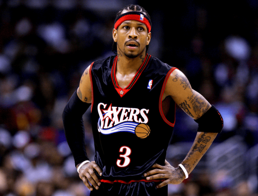 Allen Iverson In Black Jersey For The 76ers