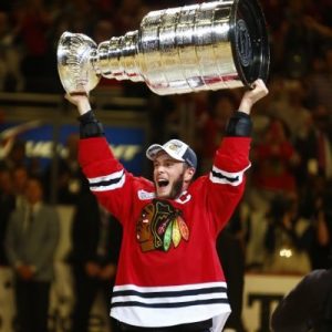 Jonathan Toews with the Stanley Cup