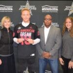 Spencer Rattler with his parents and sister.