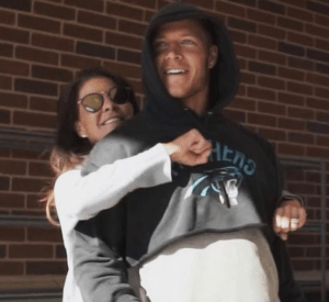 Christian McCaffrey with his mother.