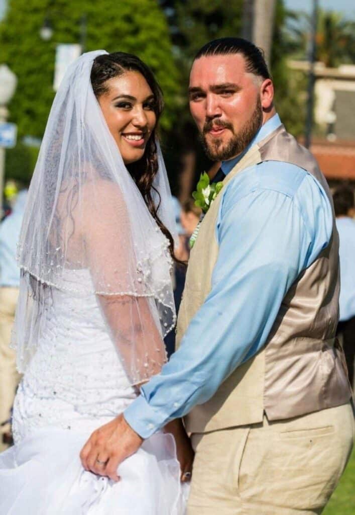 Tucker Knight with his wife Ashley Cooper on their wedding day