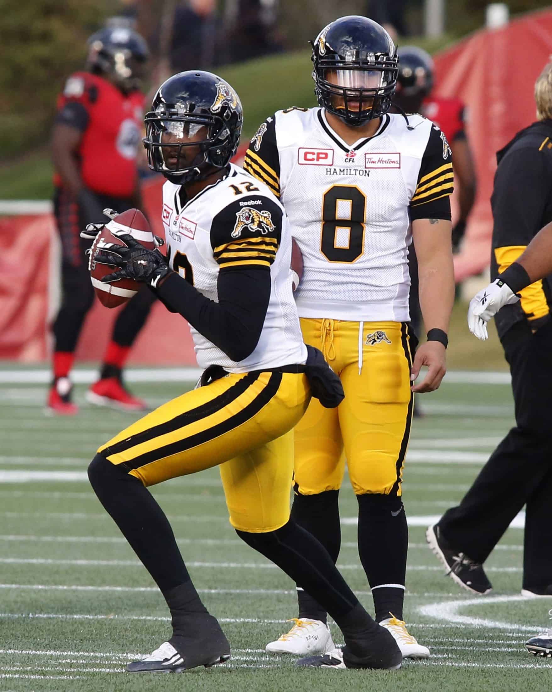 Jacory Harris playing for Hamilton Tiger-Cats