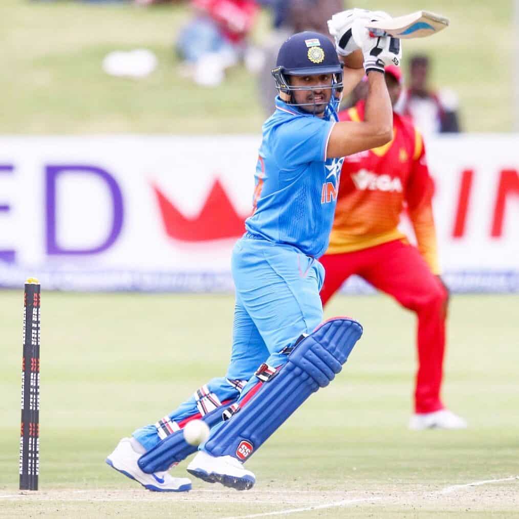Karun Nair during ODI debut Vs Zimbabwe