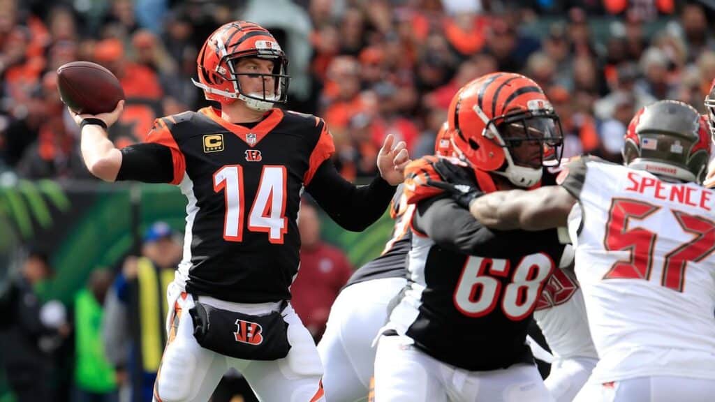 Andy Dalton representing Cincinnati Bengals.