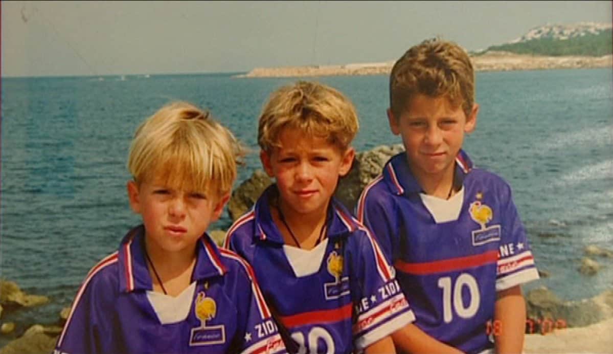 Eden Hazard (right) with his brothers wearing a France jersey