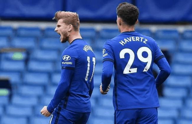 Kai Havertz and Timo Werner in Chelsea Kit