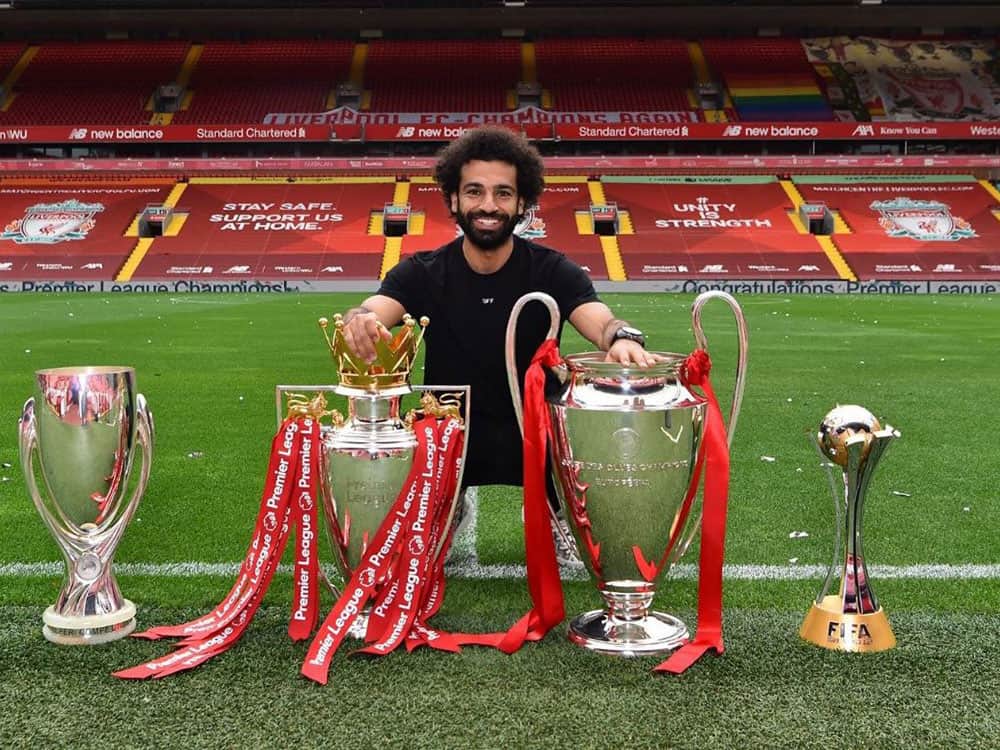 Mohammed Salah with trophies