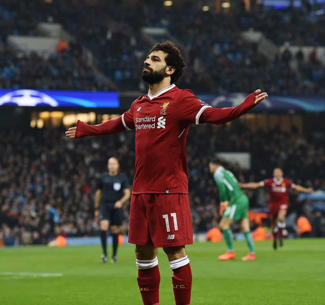 Salah after scoring goal against Man City in UCL