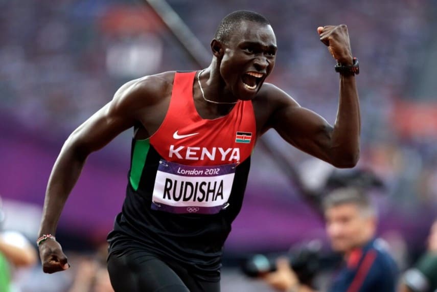 David Rudisha representing Kenya in the Olympics.