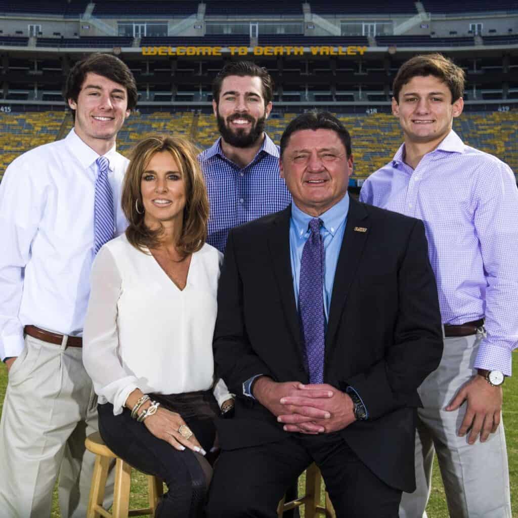 Ed Orgeron with his wife and sons