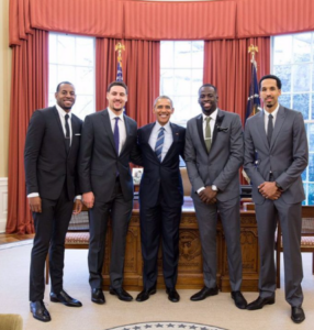 klay thompson with Barak Obama