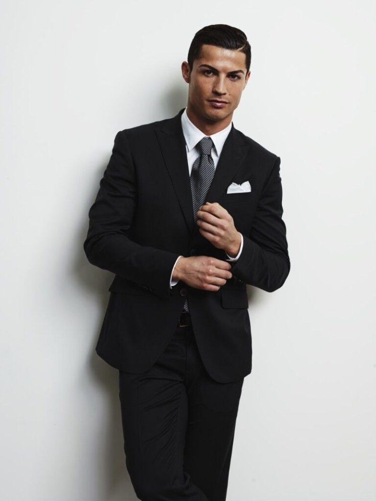 Cristiano Ronaldo in black suit