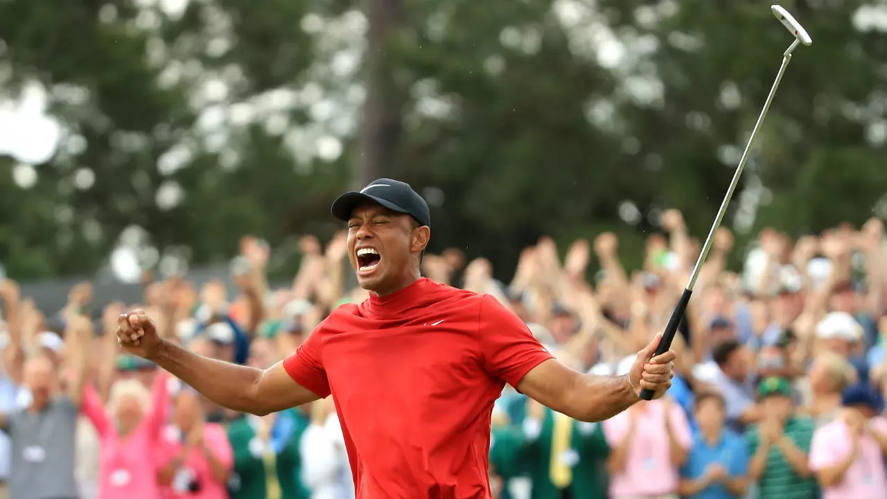 Tiger Woods as he wins first major
