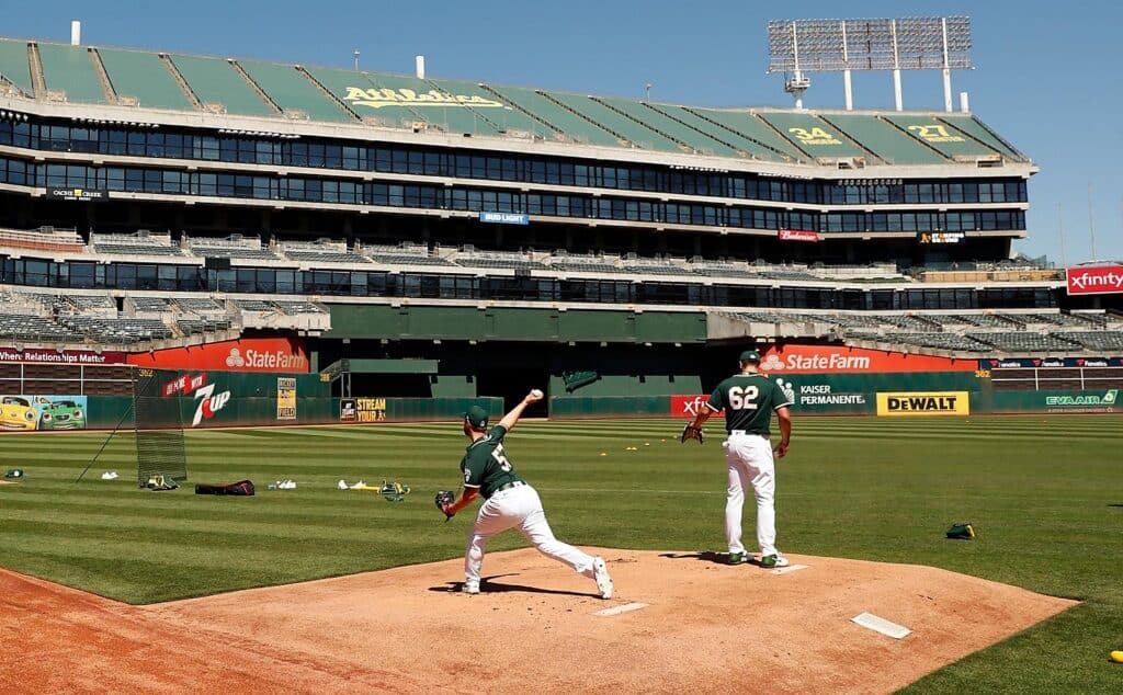 Lou Trivino practice Oakland Athletics