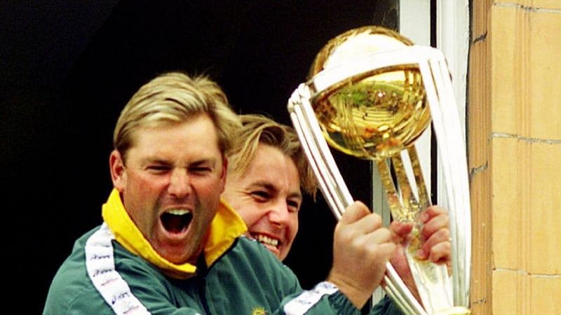 Shane Warne with the 1999 World Cup Trophy