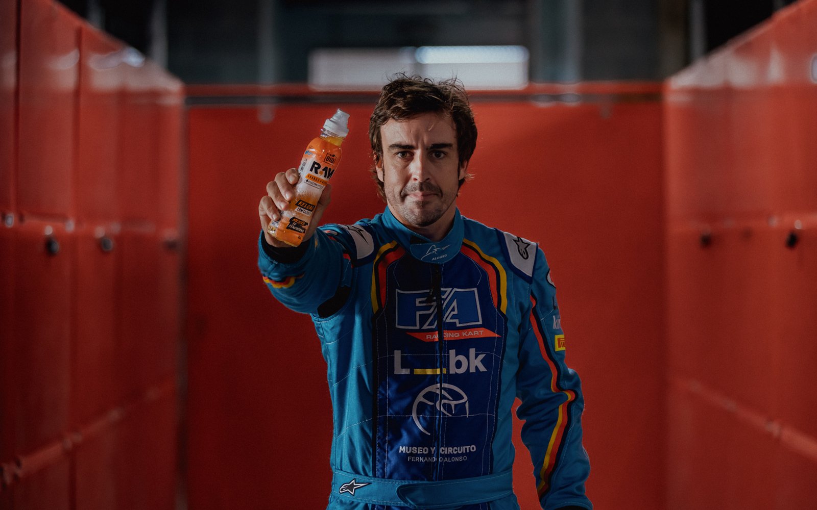 Alonso during marketing campaign of Raw SportsDrink