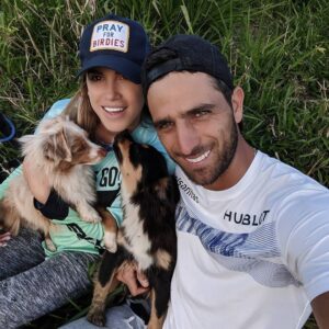 Belen Mozo with her boyfriend and their two dogs