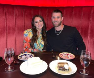 Bryce Harper with his wife