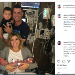 Gary welcoming their twins with her husband