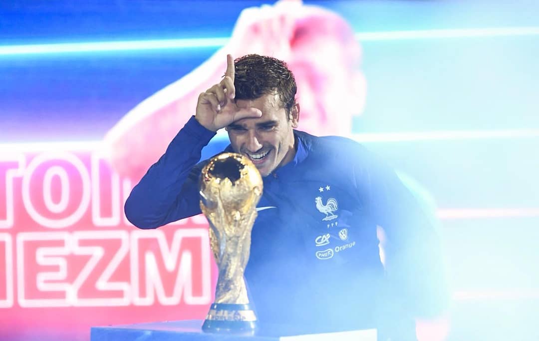 Griezmann with his trademark celebration after winning World Cup