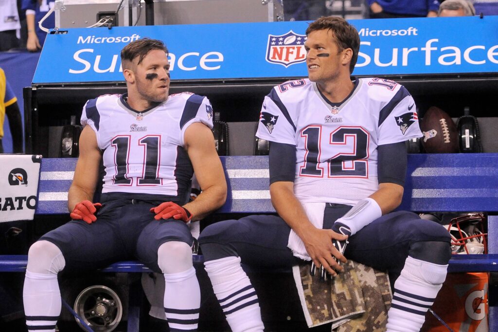 Julian Edelman with Tom Brady