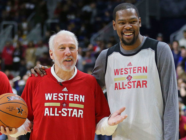 Kevin Durant With Gregg Popovich